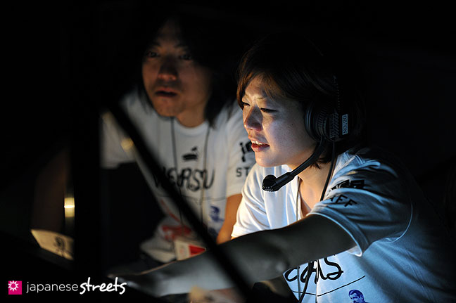 111022-3981: Backstage staff members during the Japan fashion Week in Tokyo